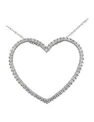 1ct Heart Shaped Diamond Pendant in 14k White Gold