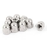 uxcell　キャップ　ナット　304ステンレス　スチール　M14　ツレッド　ヘックス　ナット　シルバー　トーン　10本入り