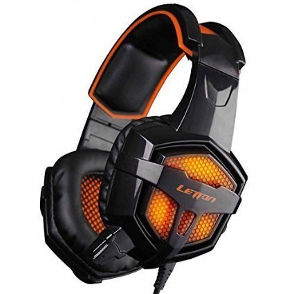 UL LETTON G1 3.5mm Wired Stereo Lightweight Over Ear Gaming headset Headphones with Microphone PU Ear-pad for PC(Black)