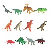 Dozen Small Toy Dinosaurs: Set of Mini Plastic Toy Dino Figures