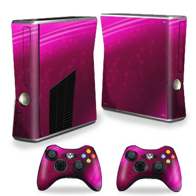 Protective Vinyl Skin Decal Cover for Microsoft Xbox 360 S Slim + 2 Controller Skins Sticker Skins Pink Abstract