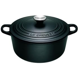 Le Creuset Cast Iron Round Casserole Satin, Black, 18 cm