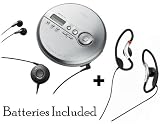 from Sony Sony Walkman Portable All-in-one MP3 / Skip-Free CD Player / Digital FM Radio Tuner with Remote Control, Earbud Headphones, 40 preset FM stations, Digital Mega Bass Sound, AVLS & CD-R/RW MP3 Playback ** Batteries Included ** + Additional Active Style Loop-Hanger Earbud Headphones