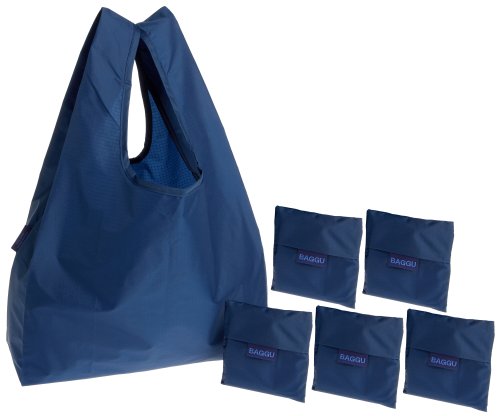 BAGGU Reusable Shopping Tote - 6-Pack,Navy,one size