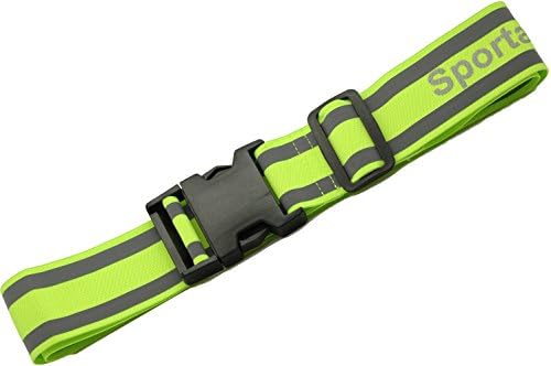 Sportazon Reflective Safety Belt-Army-Military-Elastic and Lightweight For Running Jogging Biking Walking Cycling-Yellow Reflective Band is Secure on Sports Gear or Clothing