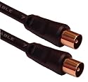 1 Metre Black Gold Plated Male - Male Shielded Coaxial Aerial Cable by Cable Mountain