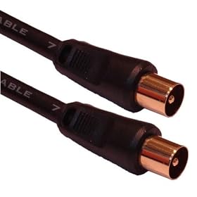 2 Metre Black Gold Plated Male - Male Shielded Coaxial Aerial Cable by Cable Mountain (approx 6' 6")