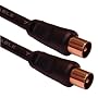 1 Metre Black Gold Plated Male - Male Shielded Coaxial Aerial Cable by Cable Mountain