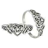 Silver Celtic Knot Triquetra Hidden Pentacle Heart Ring (sz 4-15)