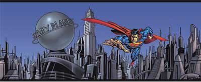 NEW DC Comics Superman Flying in City Daily Planet Wallpaper Border