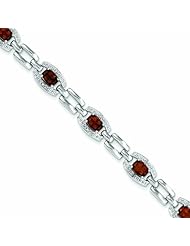 Genuine .925 Sterling Silver Diamond & Garnet Bracelet 9 Grams . 100% Satisfaction Guaranteed.