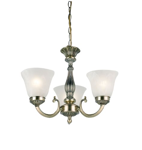 Endon Three Light Brass Chandelier -96833-AB