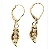 14K Gold Diamond Peas Earrings