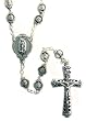 Boxed Metal Rosary - Our Lady of Guadalupe - 4mm Metal Beads - 22" Silver Tone Chain - IMPORTED FROM ITALY