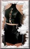 Sexy y2Diva Leather School Girl Skirt shown with Bustier (DIVA5-500X) in Queen Plus Size 1X, 2X or 3X