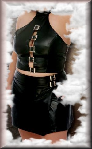 41N04YJ1HEL Sexy y2Diva Leather School Girl Skirt shown with Bustier (DIVA5 500X) in Queen Plus Size 1X, 2X or 3X