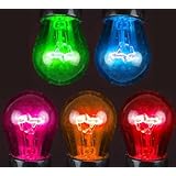 25 Pack S14 Outdoor Patio Party Replacement Bulbs, Multi Color, E26 Medium Base, 11 Watt