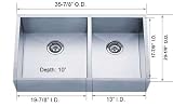 36 Stainless Steel Zero Radius Double Bowl Farm Apron Kitchen Sink