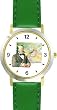 Ulysses S. (US) Grant - 18th US President - WATCHBUDDY&reg; DELUXE TWO-TONE THEME WATCH - Arabic Numbers - Green Leather Strap-Size-Children's Size-Small ( Boy's Size & Girl's Size )