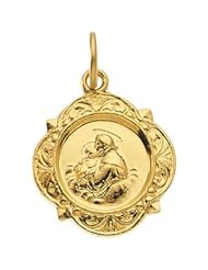 St. Anthony Medal 14K Yellow Gold 12.14X12.09 mm