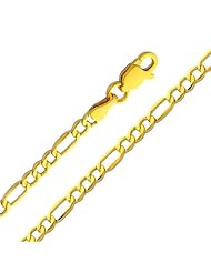 14K Yellow Gold 2.6mm Figaro 3+1 Chain Necklace with Lobster Claw Clasp - 24" Inches