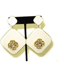 Solid Yellow Gold Diamond Pave Dangle Earrings Designer Jewelry