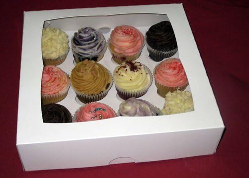 10 x 4" DEEP Cupcake Muffin Mince Pie Fairy Cake Box in white, holds 12 Cupcakes per box