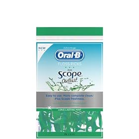 Oral-B Advantage Floss Picks, Plus Scope Outlast Flavor, Long Lasting Mint, 75 ct.