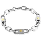 Stainless Steel and 14k Yellow Gold Screw Bracelet 8.5"