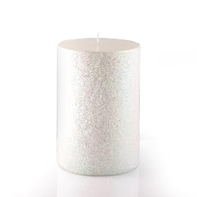 Set of 24 Smokeless 4 x 6 Glitter White Pillar Candles by Zest Candle