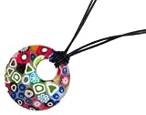 41N0J9QmQrL. SL160  Sterling Silver Round Murano Glass Pendant w/ Black Cord, 18
