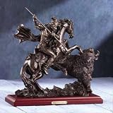 Native American Indian Hunting Buffalo Statue with Wood Base - Aspen Country Store