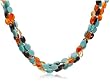 Sterling Silver 4-Strand Carnelian, Garnet, Citrine and Turquoise Beaded Necklace, 16"