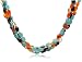 Sterling Silver 4-Strand Carnelian, Garnet, Citrine and Turquoise Beaded Necklace, 16"