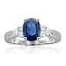 Natural Sapphire and Diamond Ring in Platinum 3 Stone Ring (G, SI1-SI2, 1.35 cttw), 7x5mm, Certificate of Authenticity