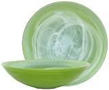 Colorful Recycled Art Glass Lime Green Large Saucer Bowl 14W 4H