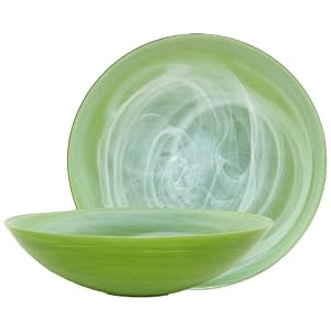 Colorful Recycled Art Glass Lime Green Large Saucer Bowl 14W 4H