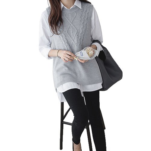 (イイネショップ) eeNeshop Aライン ニット ベスト