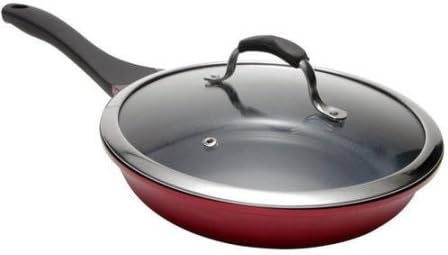 Corvex Chef Grade Cookware Fry Pan with Lid, Red 11"
