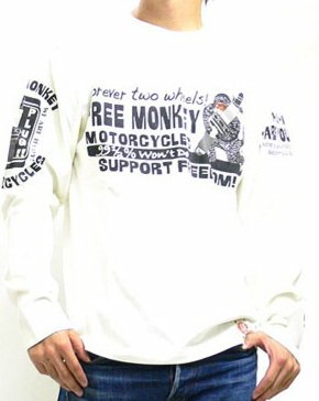 (バクレツランマンムスメ)爆裂爛漫娘 2009抜染ロングスリーブTシャツ「FREE MONKEY」