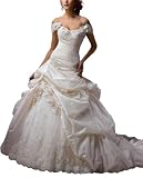 GEORGE BRIDE Removable Capped Sleeves Taffeta Pick-up Ball Gown