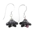 Anna Perrone Red & Black Glass Flower Earrings Finished with .925 Sterling Silver