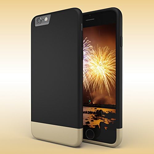 Apple iPhone 6 Case Slim Elegance Series with Primed4U LIFETIME Guarantee [for iPhone 6 4.7 inch, Black & Champagne Gold] not for iPhone 6S