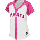 MLB Majestic San Francisco Giants Ladies Fashion Replica Jersey - White-Pink (Small)