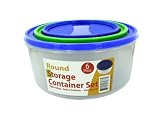 Case Of 12 - 3 Pack Round Storage Container Set With Lids Case Of 12 - 3 Pack Round Storage Container Set With Lids