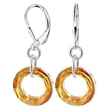 MadewithSwarovskiElements®SparklingCopperDonutCrystalSterlingSilverLeverback1.25