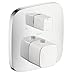 hansgrohe PuraVida Avantgarde Minimalist Volume and Auto Temperature Control 2-Handle 6-inch Wide Thermostatic Shower Trim for Rough-in Valve with Diverter in White/Chrome, 15771401