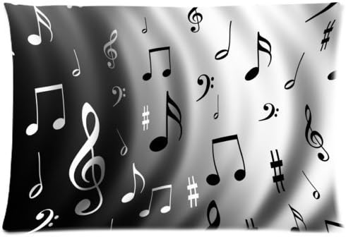 Personalized funny music notes pattern soft Satin pillowcase,Zipper pillow cases 20"(W)x30"(L)one side