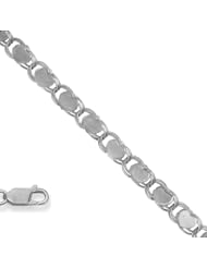 14k Solid White Gold 3 mm (1/8 Inch) Heart Chain Anklet 10" w/ Lobster Claw Clasp