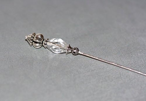 Fire Polished Clear Glass Beaded Stickpins - Hatpins